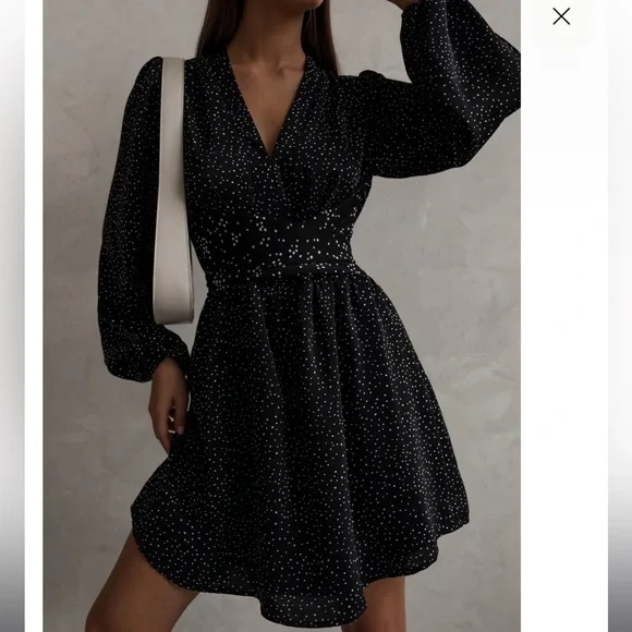 Lichi Bow Detail Polka Dot Mini Dress - Picture 2 of 8